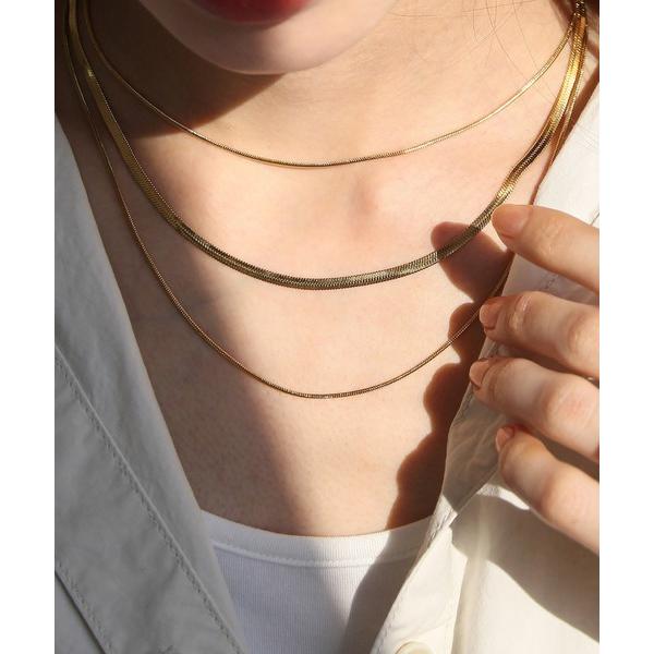 ネックレス 金属アレルギー対応 スネークチェーン3連クロスネックレス レディース