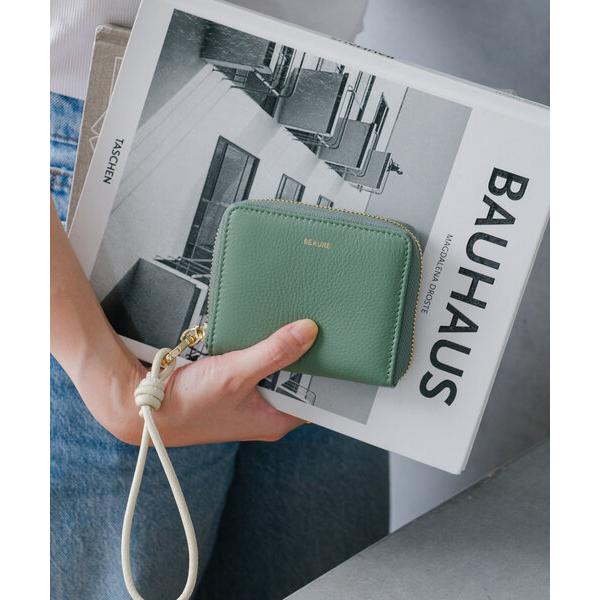 財布 ハンドストラップ付きバイカラーラウンド ミニウォレット レディース