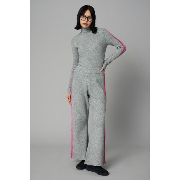 スラックス パンツ Line knit pants　　ラインニットパンツ レディース