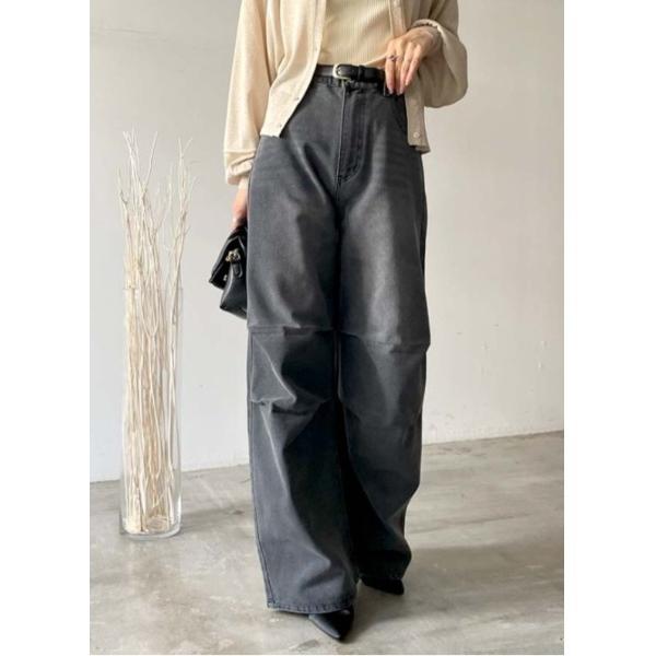 ワイドパンツ ジーンズ デニム デニムパンツ デニムタックワイドカーブパンツ レディース メンズ