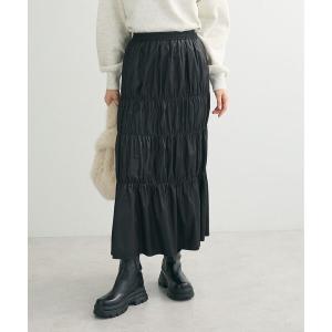 スカート チンツ加工シャーリングスカート