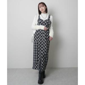 ジャンパースカート フロントジップサイドリボンジャンスカ