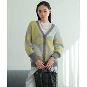 カーディガン ラメフェザージャガードニットカーディガン レディース