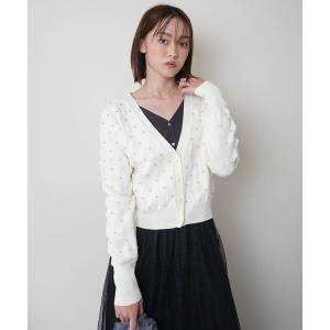 カーディガン パールスタッズニットカーディガン レディース