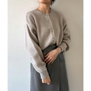 カーディガン 「2WAY」パールボタンラクーンカーディガン レディース