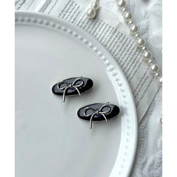 ヘアピン 「2個セット」メタルリボンミニヘアピン