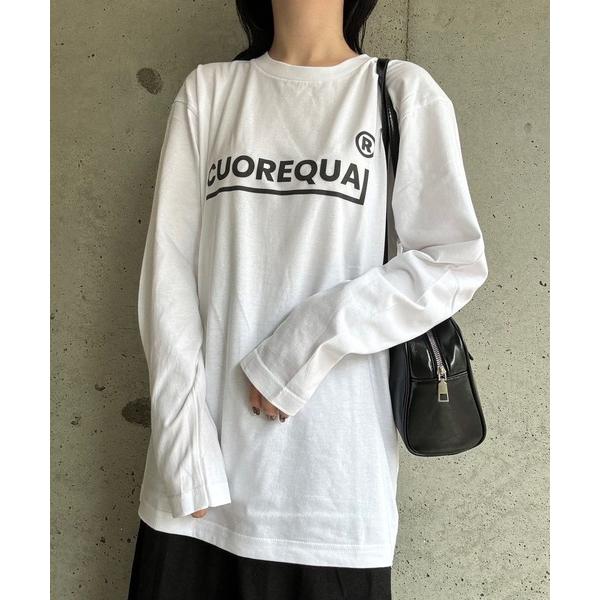 tシャツ cuorequalロゴプリントロングTシャツ レディース