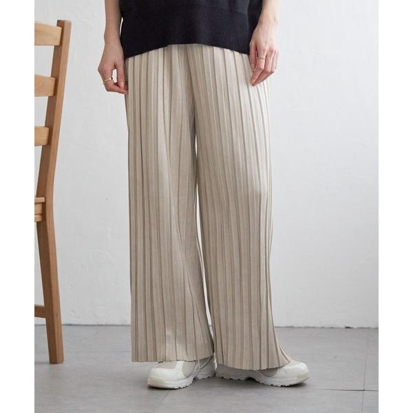 パンツ 「親子コーデ」スエードライクプリーツワイドパンツ レディース
