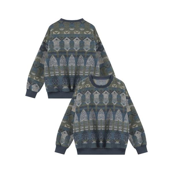 セーター ニット HOOK -select-　レトロ調ジャカードセーター メンズ レディース