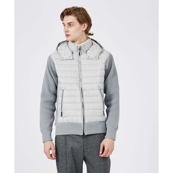 ダウンジャケット ダウン ニットコンビ　ダウンフード タフタ ブルゾン メンズ