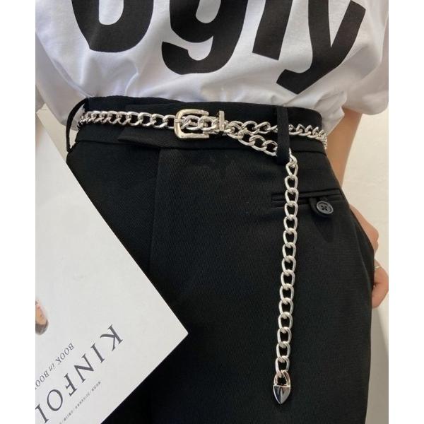 ベルト 「urge select」チェーンデザイン ナローベルト レディース