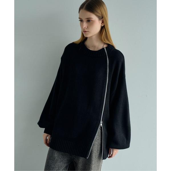 セーター ニット 「ELLUV/エルヴ」-2025AW EDIT-カーブラウンドジップギミック  ヘ...