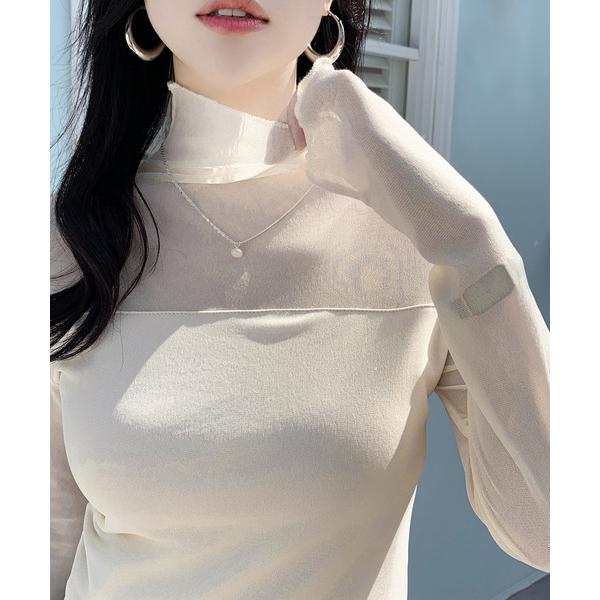 tシャツ メロウハイネックシアーインナートップス レディース