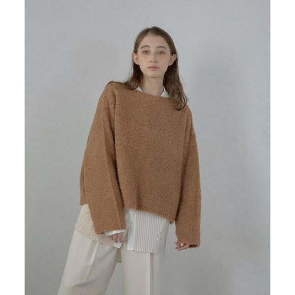 ニット セーター 「MINERTE」boat neck loop yarn knit pullove...