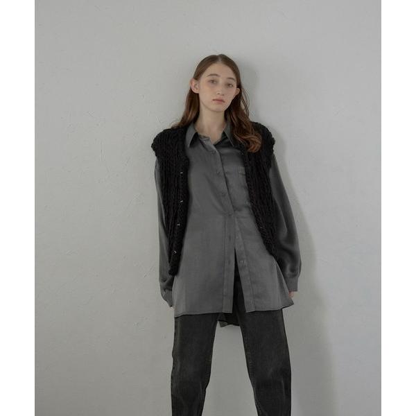 ブラウス シャツ 「MINERTE」satin oversize shirt / サテンオーバーサイ...