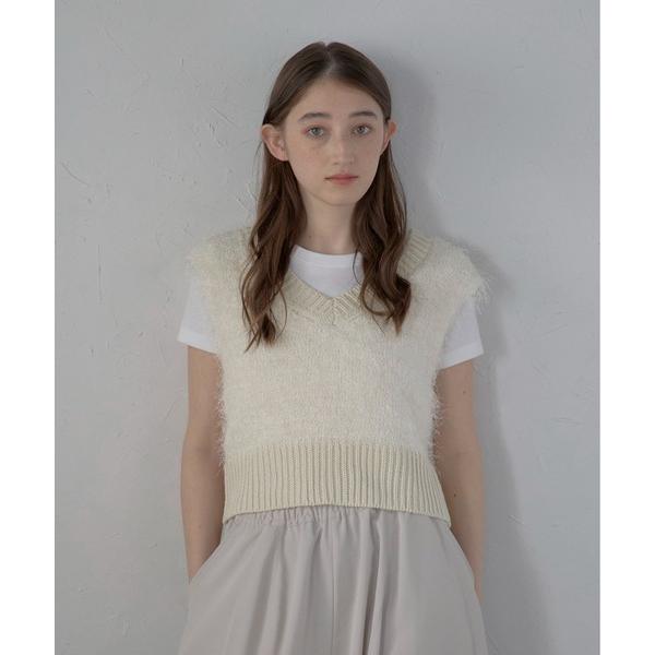 ベスト ジレ 「MINERTE」feather knit vest / フェザーニットベスト レディ...