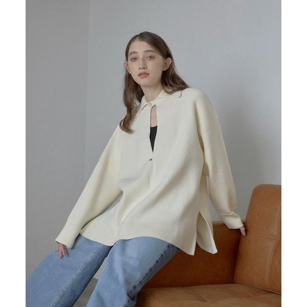 ニット セーター 「MINERTE」2way collared deep vneck knit / ...