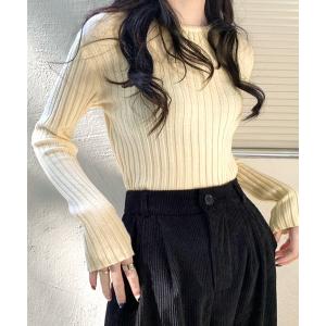 tシャツ リブニットトップス レディース