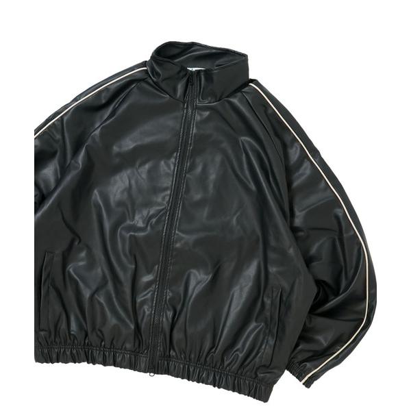 ブルゾン アウター synthetic leather track jacket/合成皮革 トラック...