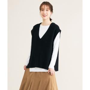 「SHARE PARK」 Vネックニット 1 ブラック レディース