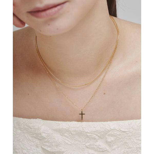 ネックレス 「 金属アレルギー対応 」 クロス ＆  シンプル 2連ネックレス サージカルステンレス...