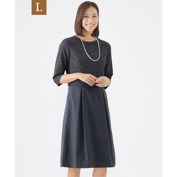 ワンピース 「L」「美シリーズ」「ウォッシャブル」ラメツイーディージャージワンピース