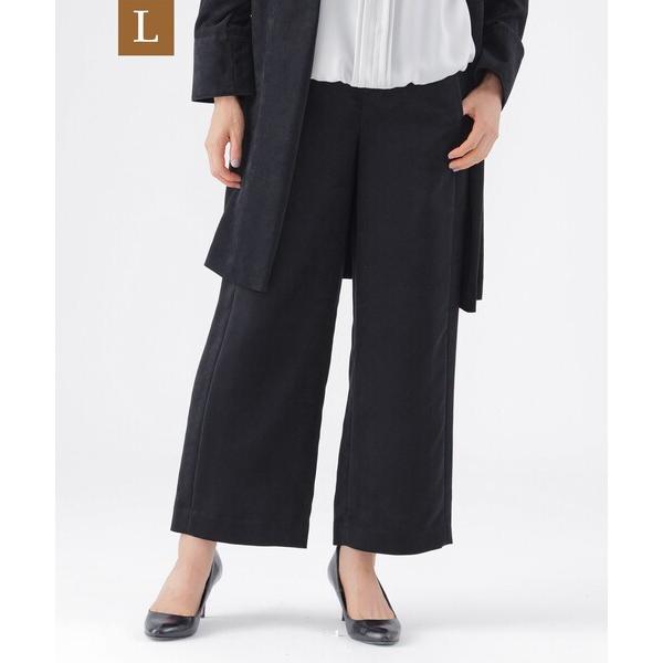 ワイドパンツ パンツ 「L」「ウォッシャブル」ストレッチスエードワイドストレートパンツ レディース