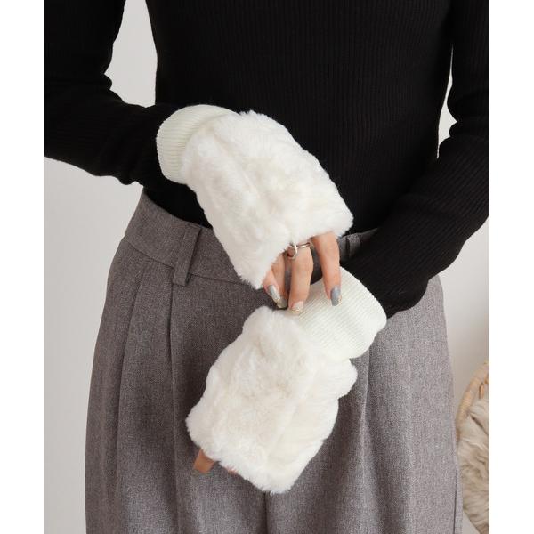手袋 フェイクラビットファー手袋 レディース