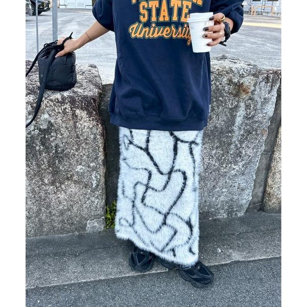 スカート 「XSサイズあり/ハンドウォッシャブル」ニュアンス柄シャギーニットスカート