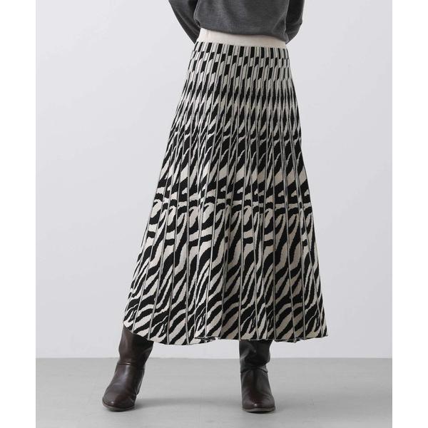 スカート ゼブラニットプリーツスカート