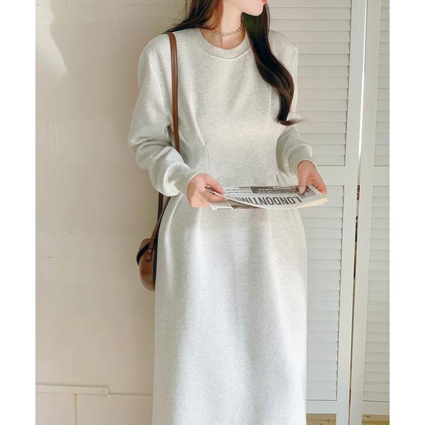 ワンピース ウエストタックワンピース「裏起毛」