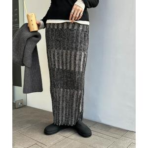 スカート メランジリブニットタイトスカート