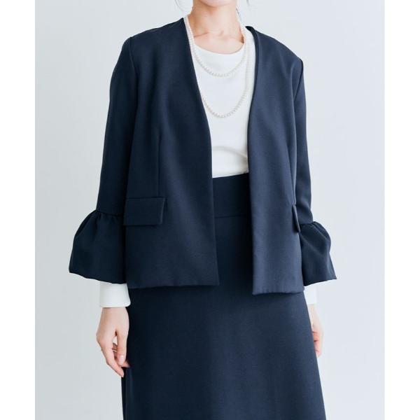ジャケット ノーカラージャケット OUI CLASSY ノーカラー フレア スリーブ ジャケット レ...