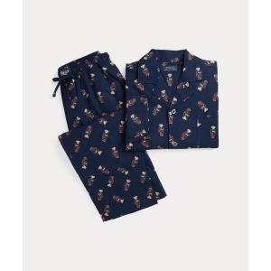パジャマ ルームウェア Polo ベア フランネル パジャマ セット レディース