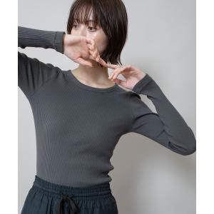tシャツ コットンリブクルーネックプルオーバー レディース