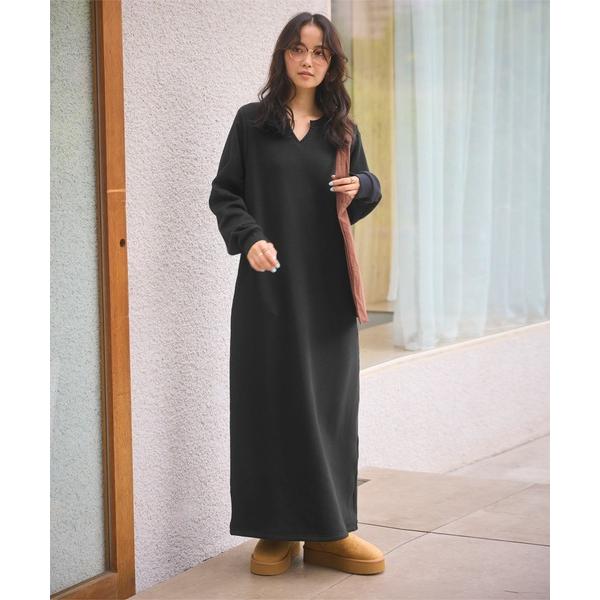 ワンピース 「 ぬく盛り 」 選べる丈 キーネックマキシワンピース