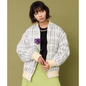 ブルゾン アウター 「FONT LAB」MA-1×ツイードリバーシブルブルゾン レディース