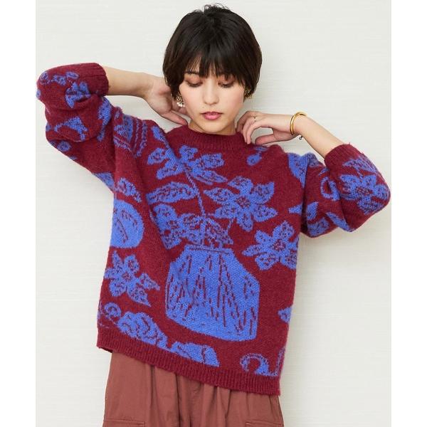 ニット セーター 「FRNCH」フラワーベース＆フルーツジャカート ニット レディース