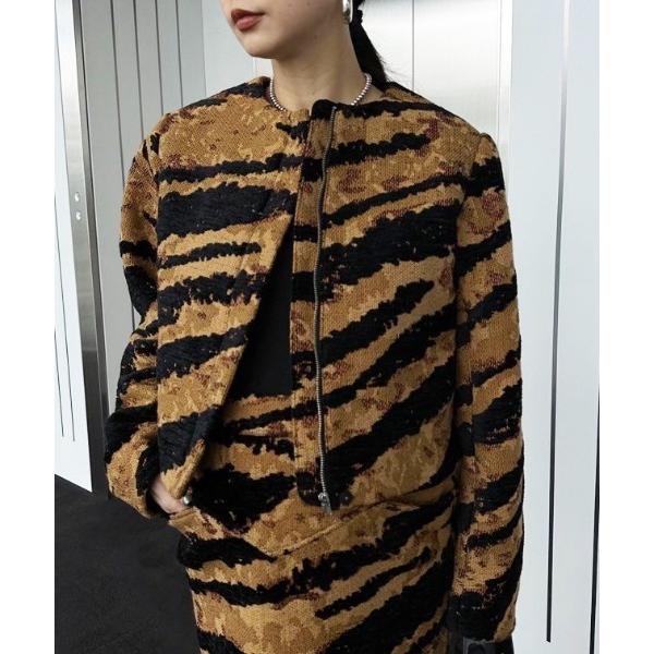 ジャケット ノーカラージャケット MIX ANIMAL WAVE JACKET レディース