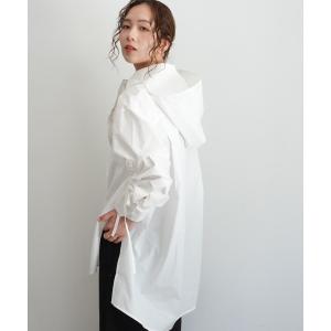 ブラウス シャツ はなのきえり - フードデザインロングシャツ made in INTERFACTORY レディース