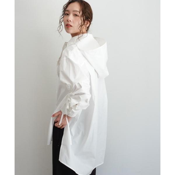 ブラウス シャツ はなのきえり - フードデザインロングシャツ made in INTERFACTO...