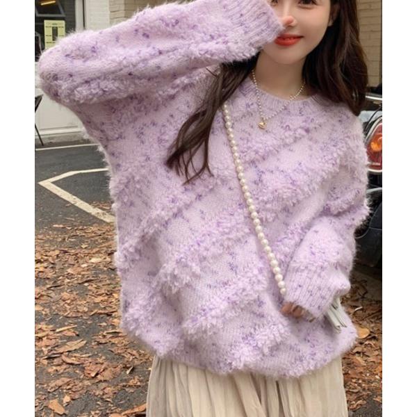 ニット セーター フリンジジャガードプルオーバー/　ニット　セーター レディース