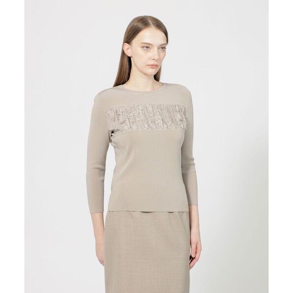 ニット セーター 「VERY NaVY2024年12月号掲載」グロッシーレースコンビ ニットプルオー...