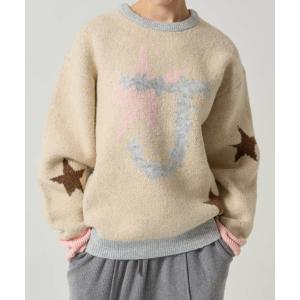 ニット セーター ジャガード ロゴニットプルオーバー TINA：JOJUN レディース