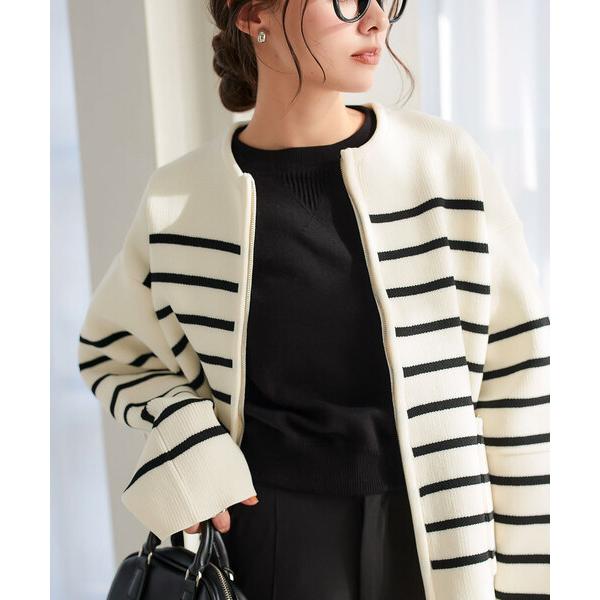 ジャケット ノーカラージャケット ランタンスリーブニットジャケット レディース