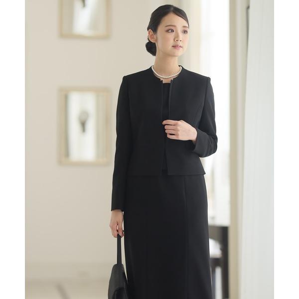セットアップ 前ファスナーワンピースフォーマル喪服＆卒業式ジャケットVラインセレモニースーツ セット...