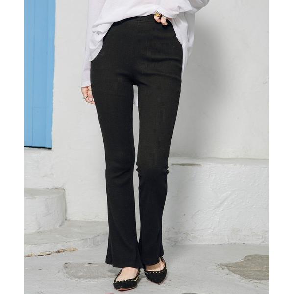 パンツ 丈が選べる美脚見えリブフレアレギパン レディース
