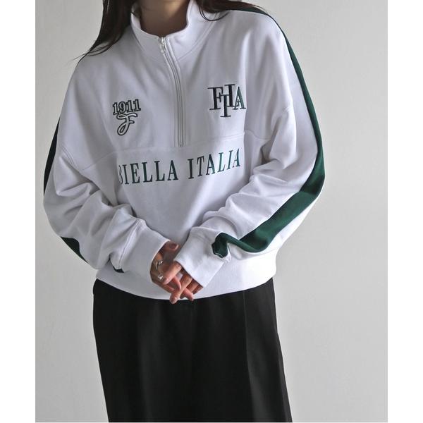 トレーナー スウェット FILA サイドラインクロップドハーフジップスウェット レディース