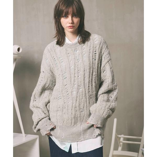 セーター ニット 「UNISEX」Prime-Over Damaged Wool Knit Pull...
