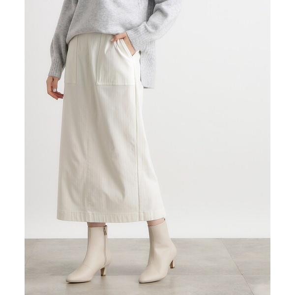 スカート 裏起毛ハイパーヘリンボーンタイトスカート